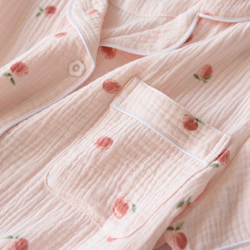 Women's Short Sleeve Cotton Gauze Pajamas - Lightweight, Loose Fit for Spring, Summer, and Autumn