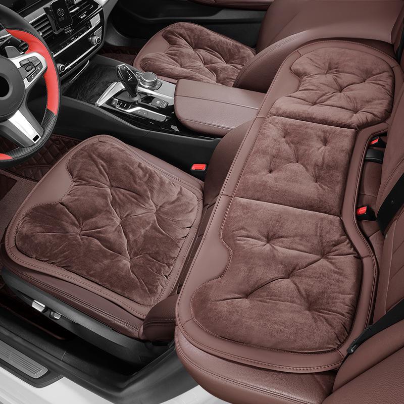Plush Car Seat Cushion with Backrest - Thickened for Autumn/Winter Warmth