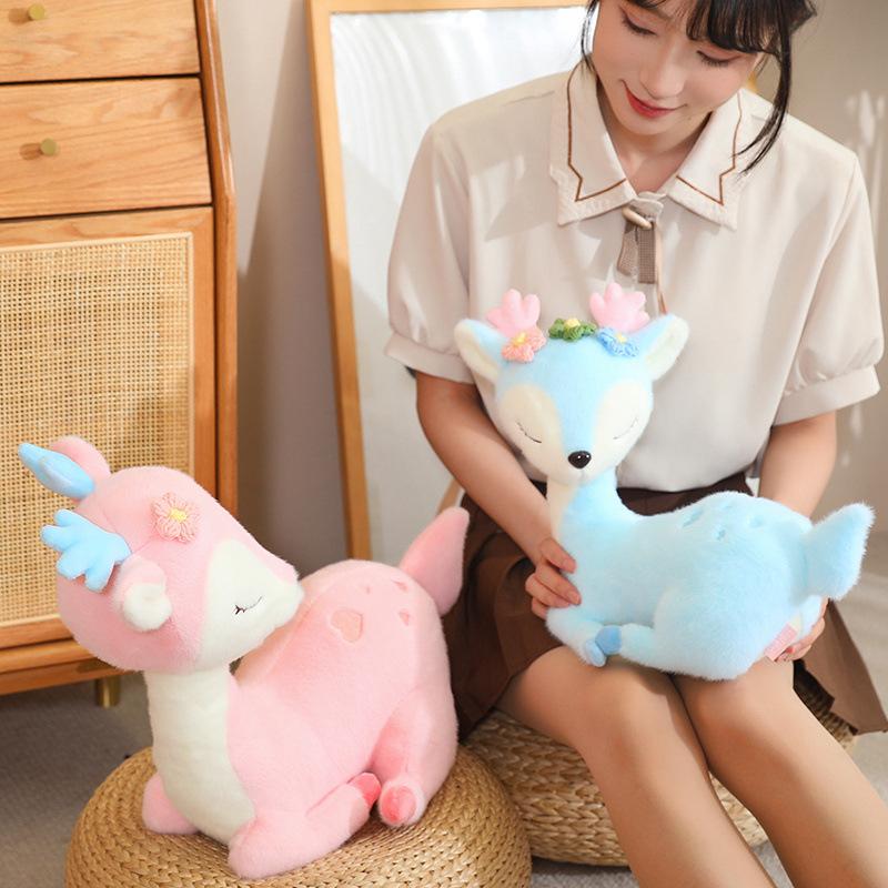 Cute Deer Doll Plush Toy Party Sika Deer Doll Children Soothing Rag Doll Birthday Gift