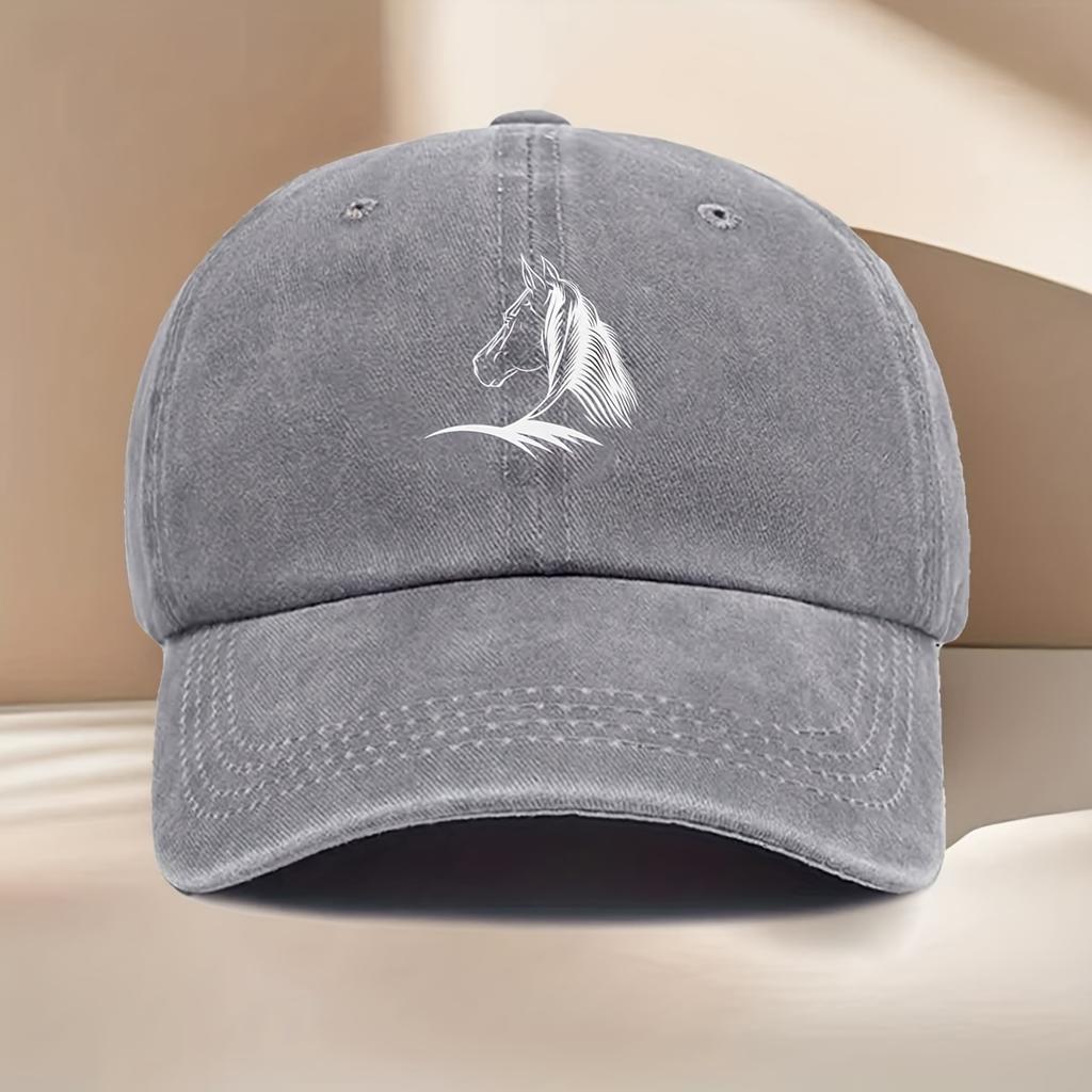 1pc Women's Horse Print Baseball Cap,Elegant Horse Head Design,Durable Textile Fabric,All-Season Casual Hat,suitable for Travel