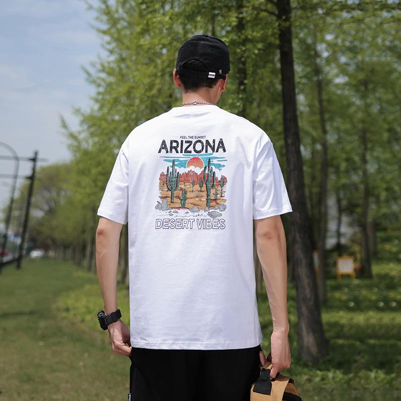 

Мужская летняя хлопковая футболка свободного кроя Kunhai Pengyun с модным объемным принтом L белый