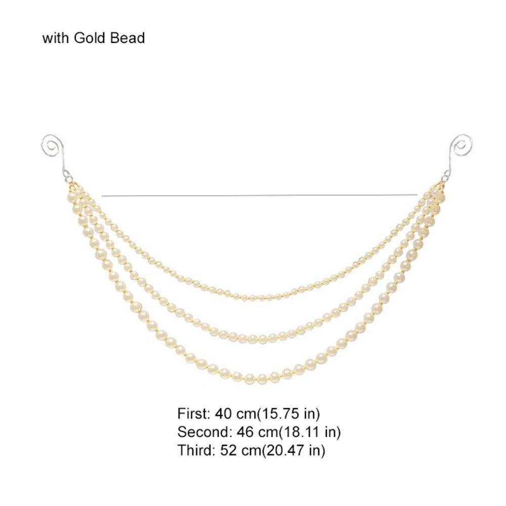 Three-layer Christmas Tree Pearl Chain Pendant Simulated Pearls White Christmas Pearl Garland with Hanging Hooks