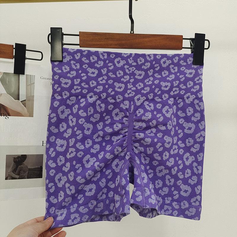 Leopard Print Peach High Waist Yoga Shorts - Quick Dry, Stretchy Hot Pants for Women