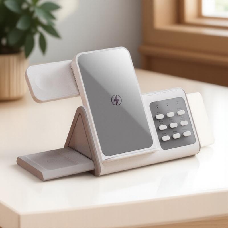 

3-in-1 Wireless Charger Stand with White Noise Night Light Fast Charge for iPhone 16-12 Series Apple Watch AirPods белый