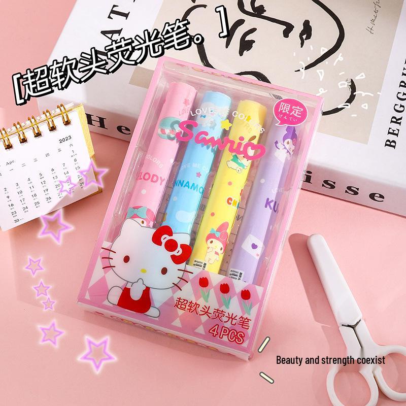 Sanrio Cute Cartoon Highlighters: Eye-Friendly Journal Markers for Students