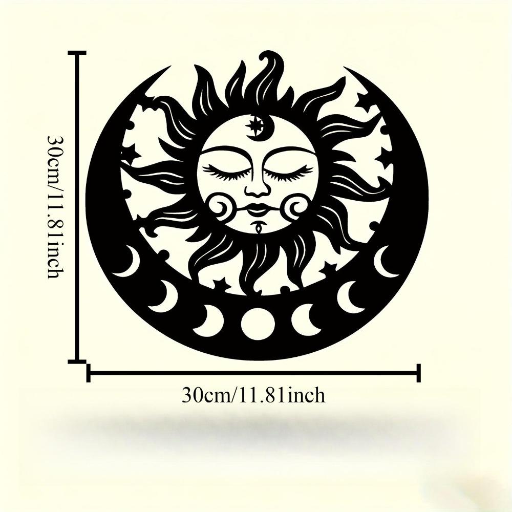 

Iron Wall Art Sun Moon Star Sculpture Weatherproof Outdoor Garden Decor Halloween Gift