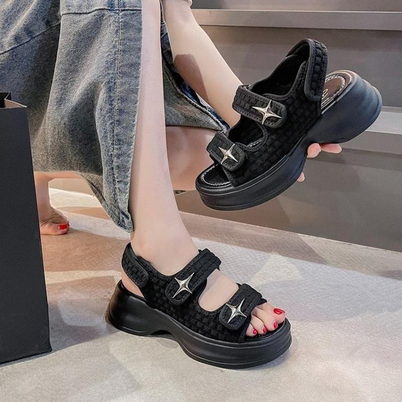 Fashion Luxury Woman Platform Sandals Ladies Elegant Medium Women's Shoes Flats Summer Sandals Women 2025 New Designer Shoes Girls