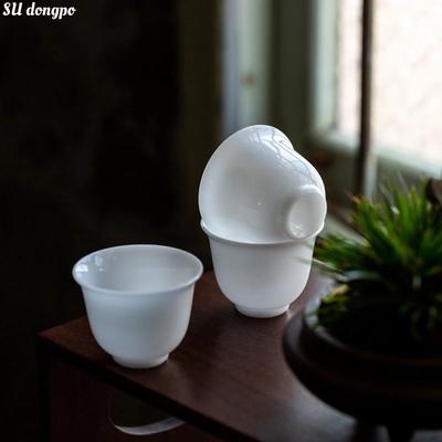 80ml Lodowy Jadeitowy Porcelanowy Wykwintny Kubek Magnolia Porcelana Jadeitowa z Tłuszczem Owczym Kubek do Herbaty Kung Fu Chiński Wysokiej Jakości Zestaw Kubków do Herbaty