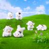 6Pcs/set Cartoon Mini Cow Animal Miniatures Mini Figures DIY Fairy Garden Decoration Moss Terrarium Micro Landscape