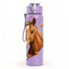 1PC Horse Head With Feather Decoration Print 750ml Color Plastic Sports Water Bottle Leakproof Flip Straw Lid Suitable for Sports Office Home Use
