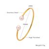 Elegant Double Pearl Titanium Steel Open Bracelet 18K Gold Plated Waterproof Cuff Bangle Jewelry for Women Sister Mother Gift