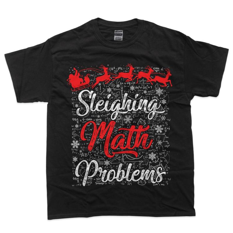 

Sleighing Math Problem Teacher Christmas T Shirt - Men s Summer Cotton Graphic Tee S разноцветный