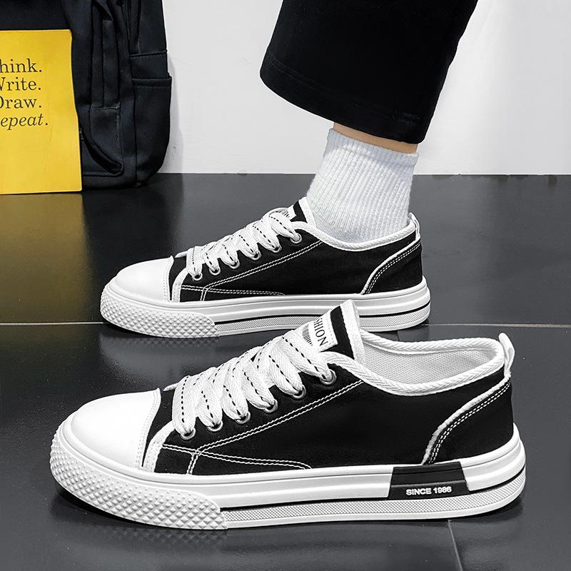 Canvas shoes men's 2025 spring new trend versatile outdoor skateboard shoes student campus style soft sole fashion board shoes
