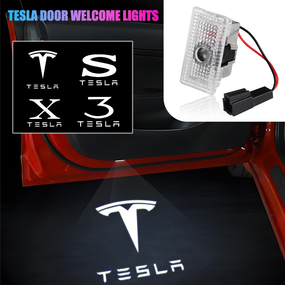 For Tesla Model 3 Model S X Model Y 2pcs Car Door LED Logo Projector Puddle Light Welcome Light Laser Projector Auto Accessories