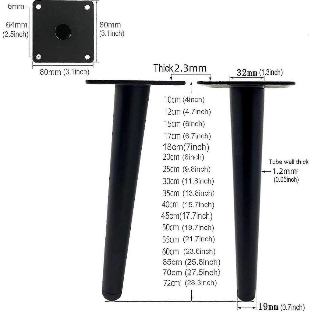 4 Pack 30cm Length Metal Table Legs For Modern Furniture Dresser Cabinet Desk Chair Ottoman Replacement Furniture Support Legs 800kg Capacity - PJ