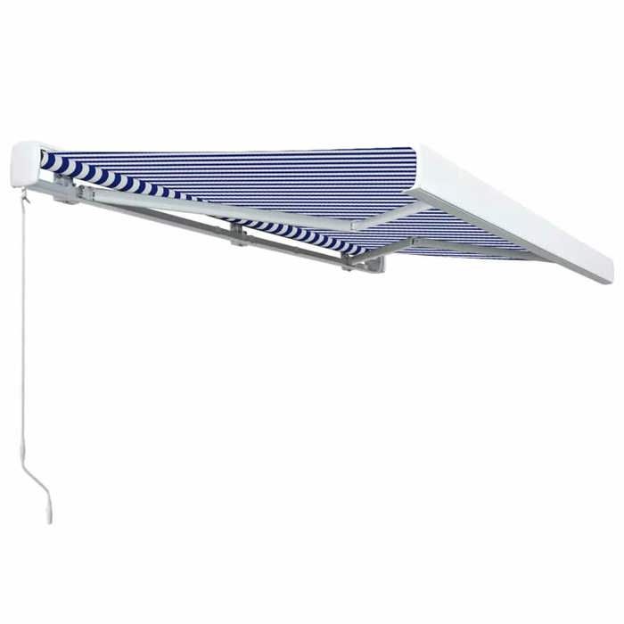 VidaXL Manual Cassette Awning 350x250 Cm Blue and White