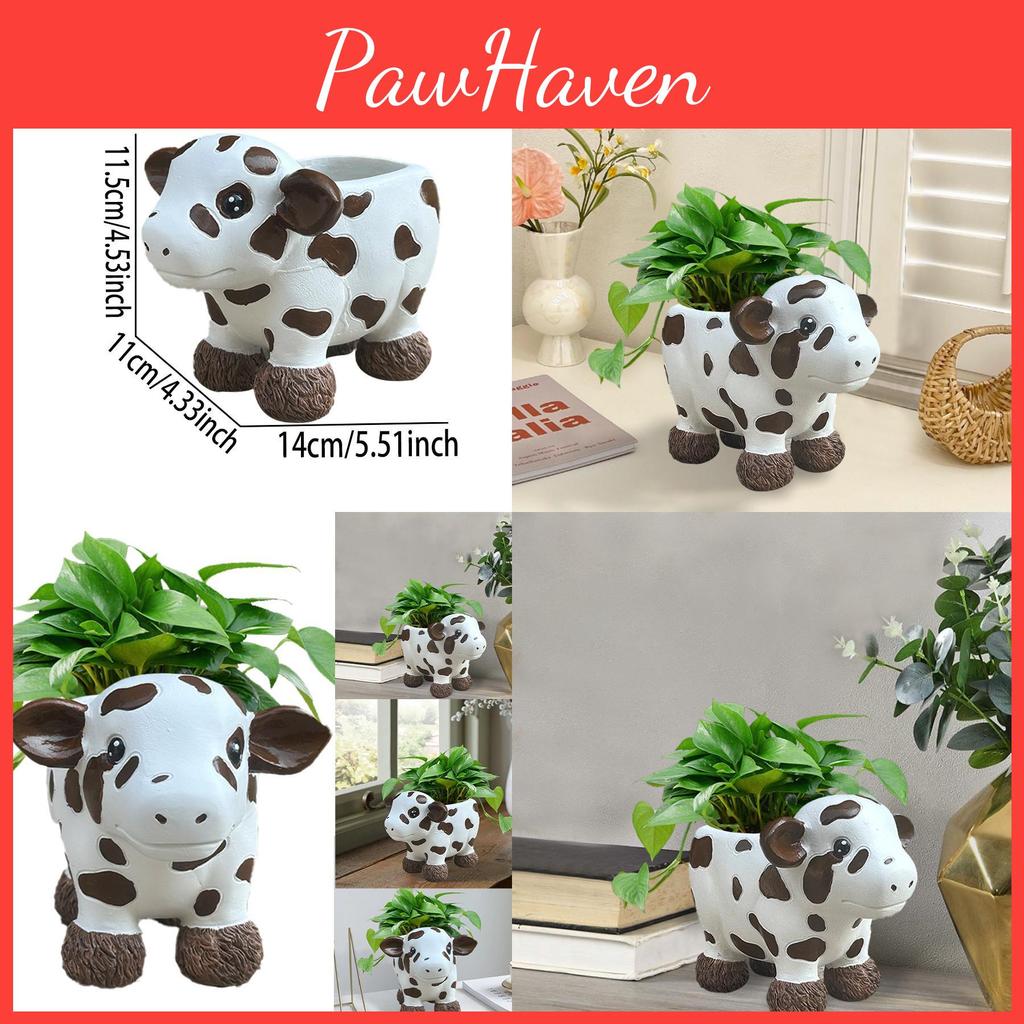 Adorable Modern Simple Cow Resin Succulent Planter Pot For Indoor And Outdoor Decor