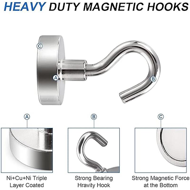 Magnetic Hook Strong Iron Absorption Color Electroplating Strong Magnetic Hook Household Metal-plated Magnet Hook For Bathroom