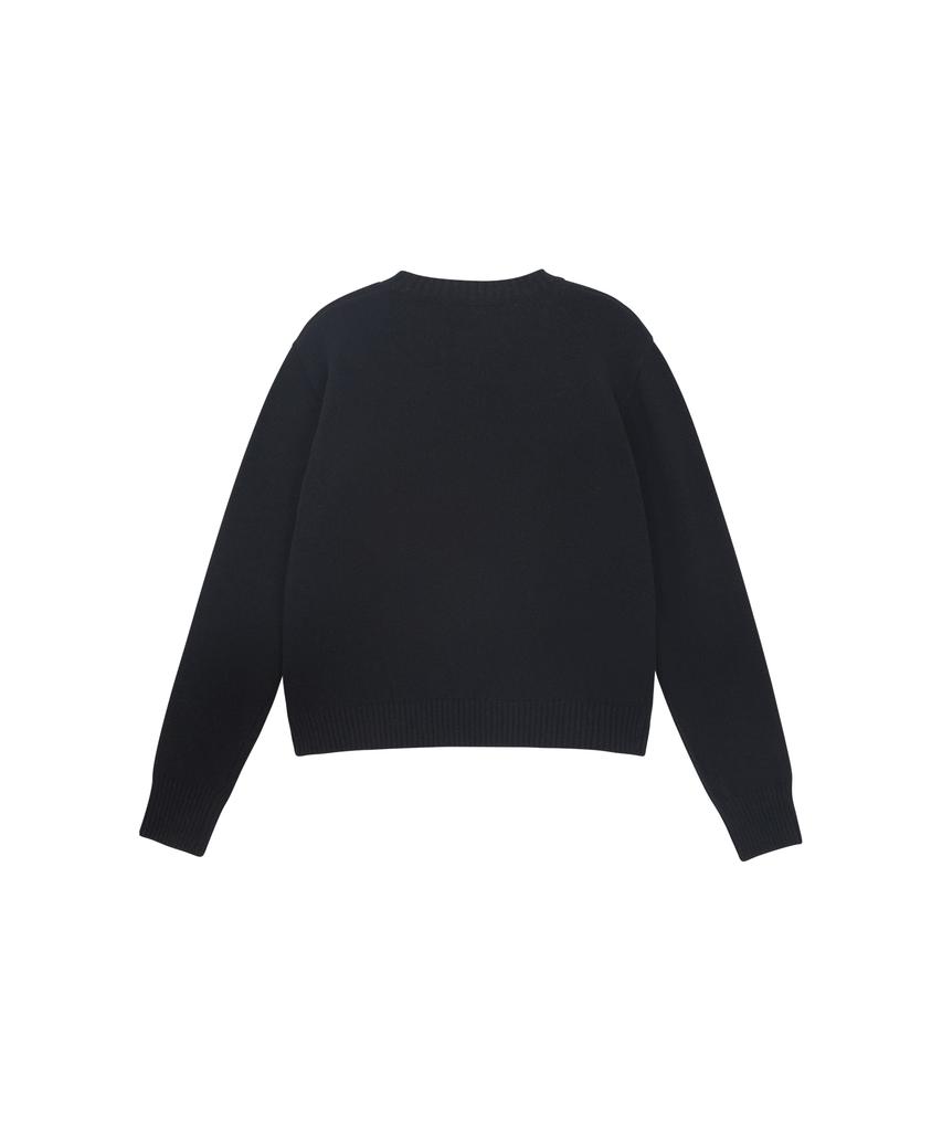 Solteuaenchokollis Cashmere Wool Round Knit Black 4W2246301