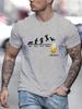 Summer Men's 100% Cotton Casual Size Jumping In Beer Print Round Neck Short Sleeved T-shirt Top