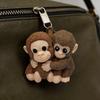 3D Printed Monkey Keychain Cute Monkey Holding Plush Toy Hanging Keychain for Backpack Car Keys Gift for Kids