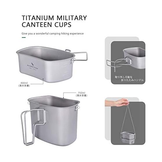Boundless Voyage Titanium Military Canteen Titanium Canteen Rice Cooker Set Female Kit