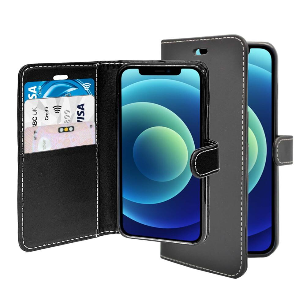(Black) For Apple iPhone 13 Case Wallet Flip PU Leather Kickstand Card Holder Cover