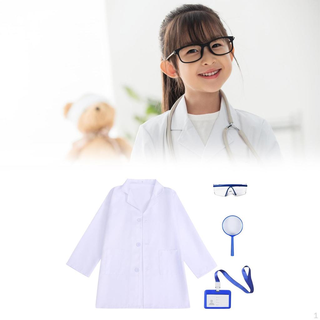 Children's Lab Coat for Role Play, Doctor Costume Kids, Long Sleeve Outfit Dress Up