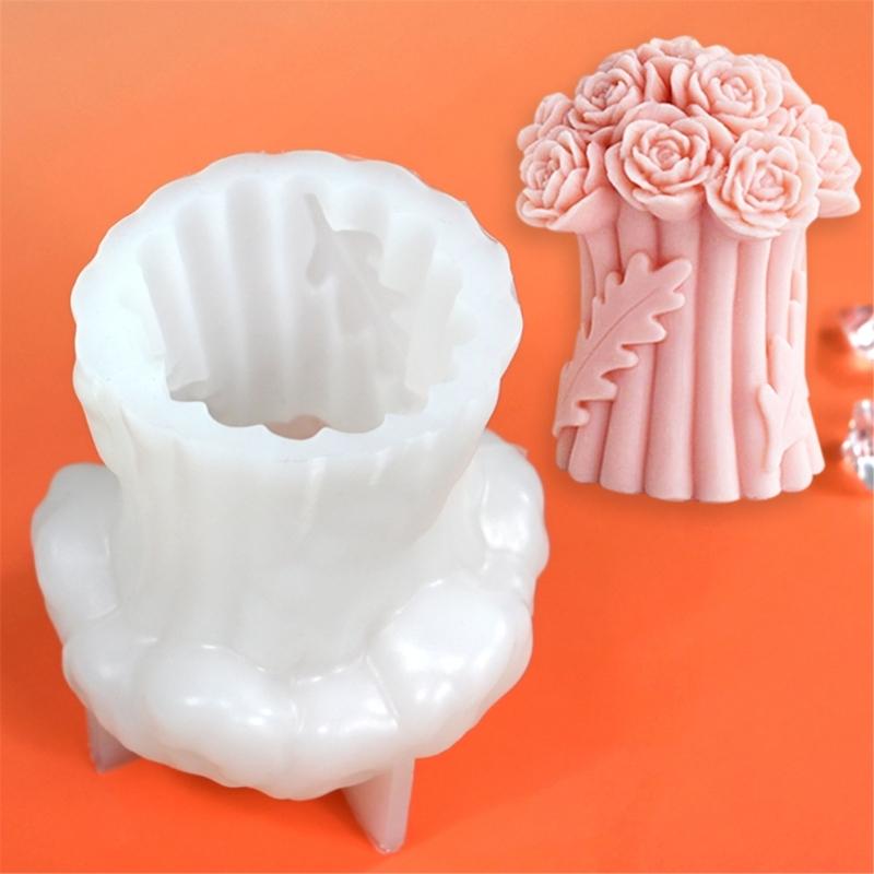 Blumenbaum Silikonform 3D Rosenstrauß Kerzenformen Ornamente Formen Valentinstagsformen für Heimdekorationen