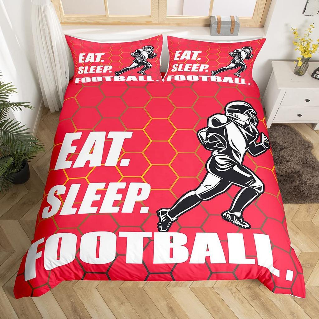 Eishockey Hockey Bettwäscheset Sportbett Bettdecken-Set Kinder Wintersportspiele Dreiteiliges Set