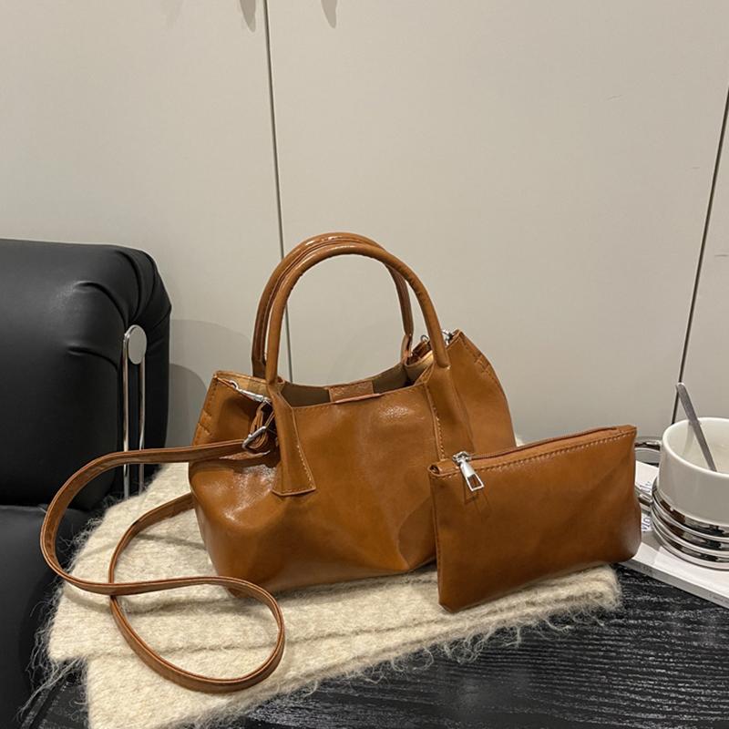 

Yogodlns Vintage Handbag for Women Large Capacity New Underarm Commuting Bag Fashion Female Casual Shoulder Tote Bag 25x13x16cm коричневий