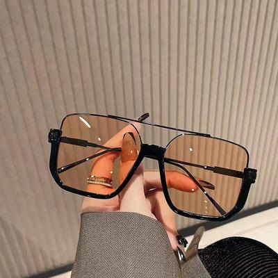 Damen Sommer Retro Sonnenbrille mit großem Rahmen - Blaulichtfilter, Doppelsteg, High-End Street Style
