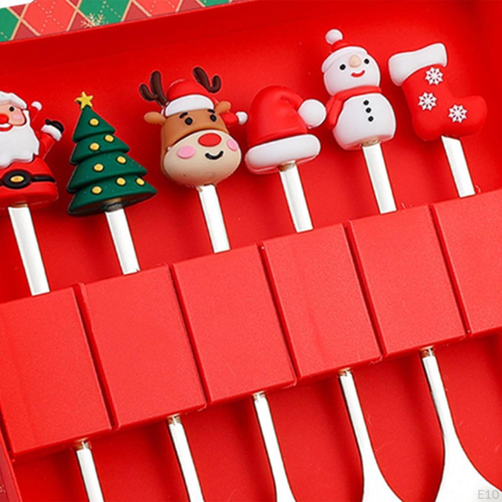 6 Count Christmas Flatware Set Spoons and Forks for Celebrations Beverages Desserts