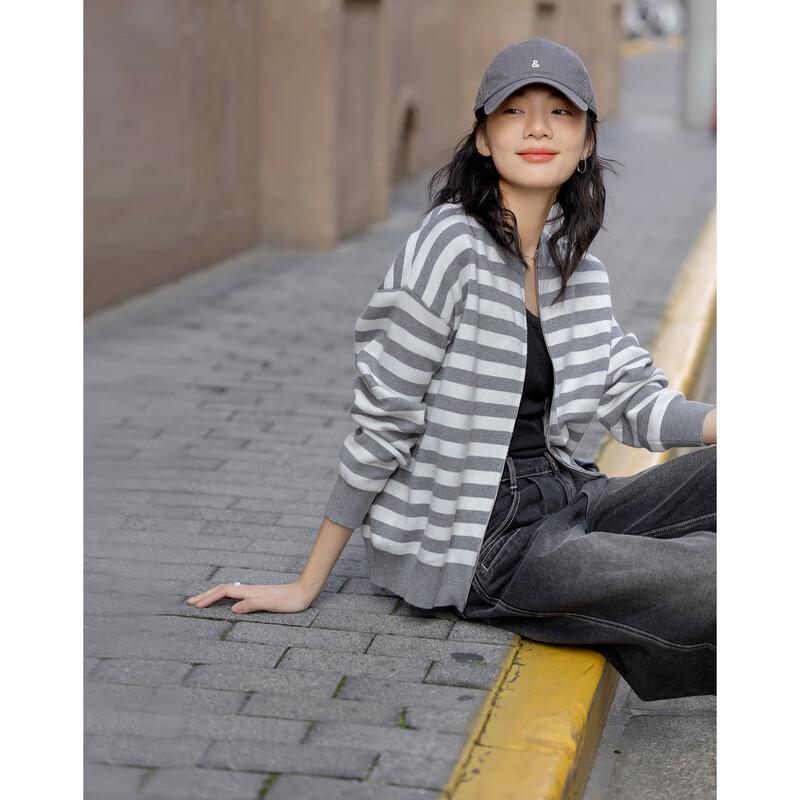 Women's American Retro Striped Knit Cardigan