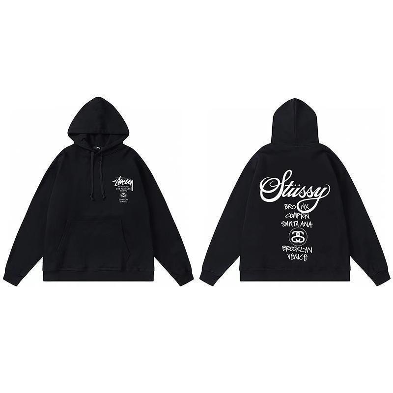 Stussy Mens Hooded Sweatshirt Casual Loose Fit Streetwear Printed Pullover