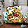 Garfield Halloween Cartoon Flannel Blanket Super Soft Warm Cozy Blanket for Sofa Bed Office Travel All‑Season Home Decor Gift