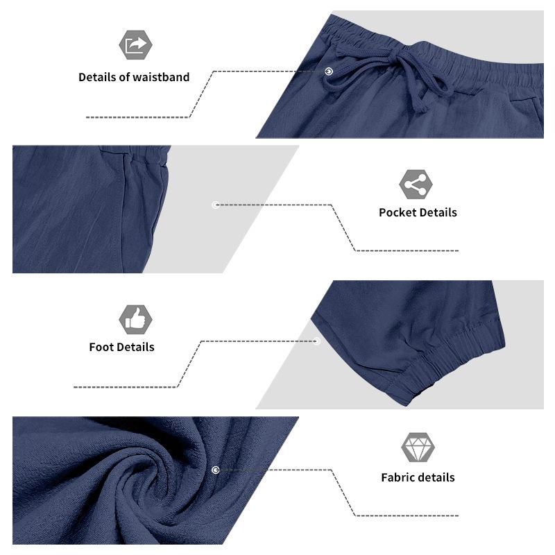 Men's 2‑Piece Linen‑Blend Set, Long‑Sleeve Button Shirt with Contrast Pattern Trim & Chest Pocket, Drawstring Jogger Pants Breathable Casual Outfit