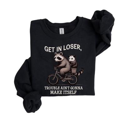 Steig ein, Verlierer T-Shirt, Ärger macht sich nicht von selbst T-Shirt, Lustiges Waschbär T-Shirt