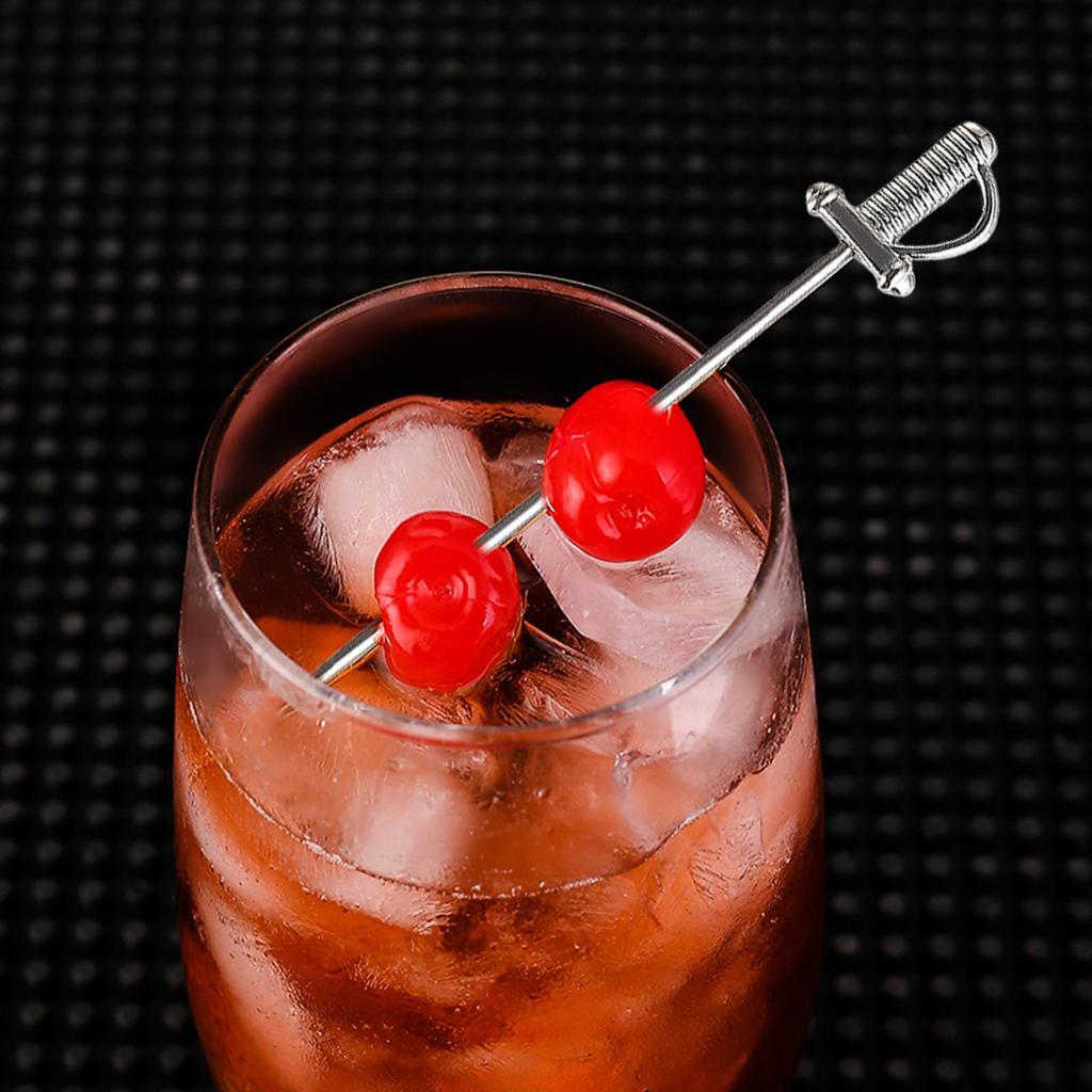 Pack Of 5 Portable Metal Cocktail Skewers Stainless Steel Fruit Picks Rustproof Blade Designs For Appetizers