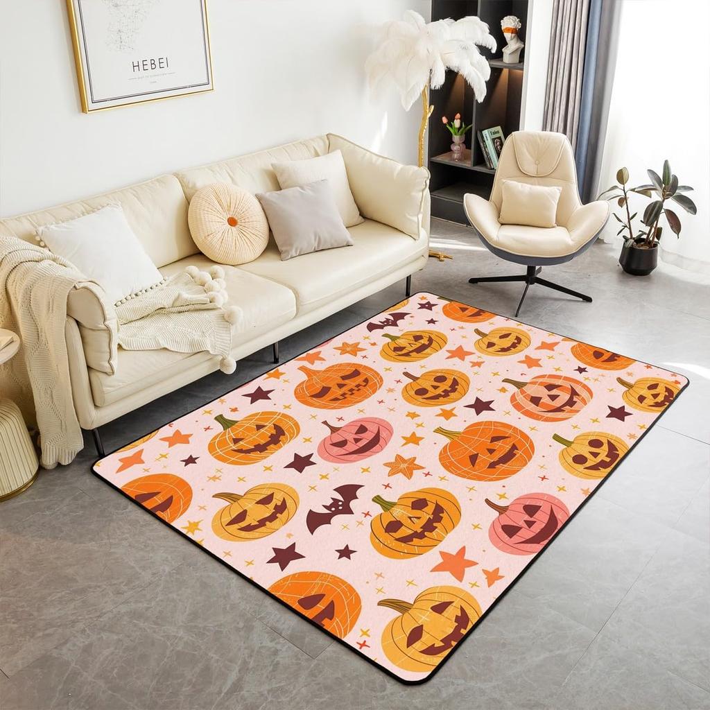 Erosebridal Moth Skull Moon Area Rug 4'11" X 3'3" Bohemian Stars Exotic Living Room Rugs Starry Sky Mysterious Decorative Carpet Black and W
