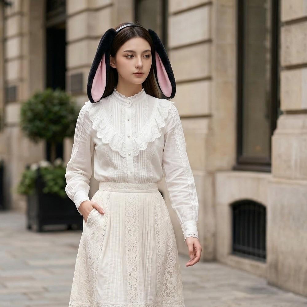 Soft Bunny Ears Headband Lop-eared Plush Headwear Elegant Easter Rabbit Hair Hoop  Events