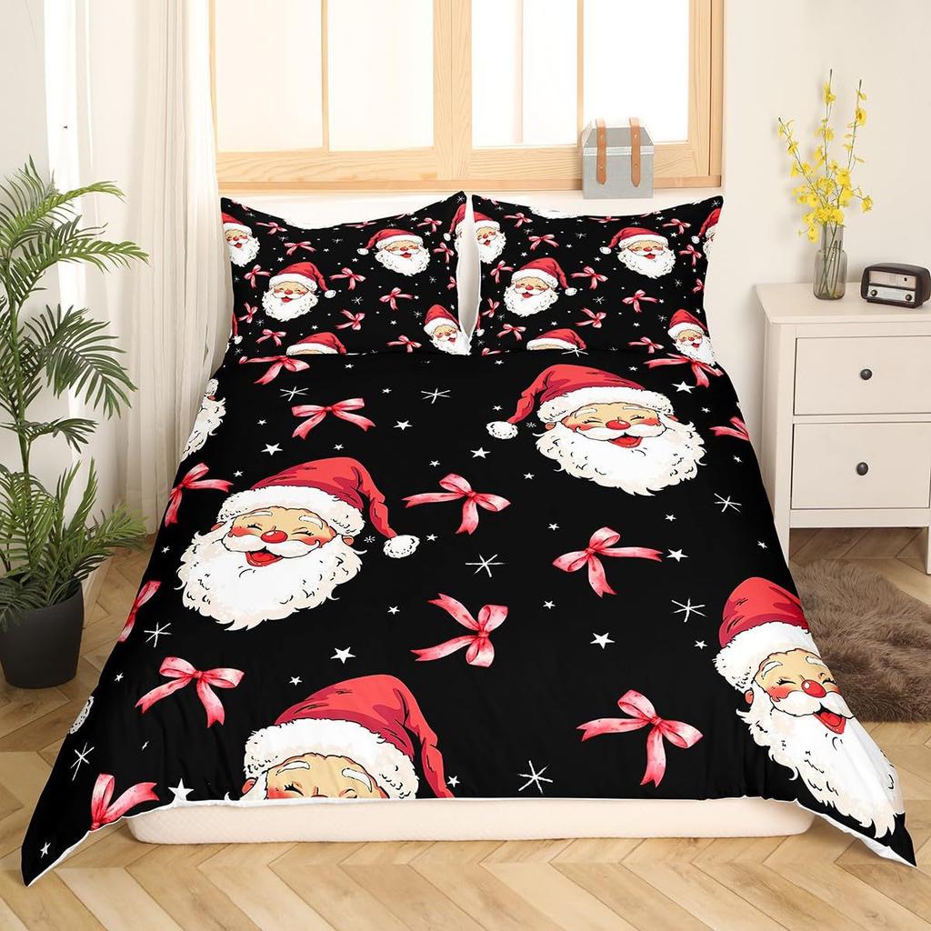 Cartoon Santa Claus Down Comforter Set Bedding Set 3-piece Duvet Cover Set