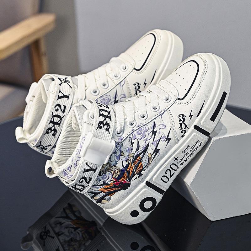 

202515 Обувь для уличных танцев для мальчиков среднего и старшего возраста, кеды на платформе для мальчиков 1012, высокие, возраст, спортивная и повседневная обувь, осень и зима, цена 44 белый