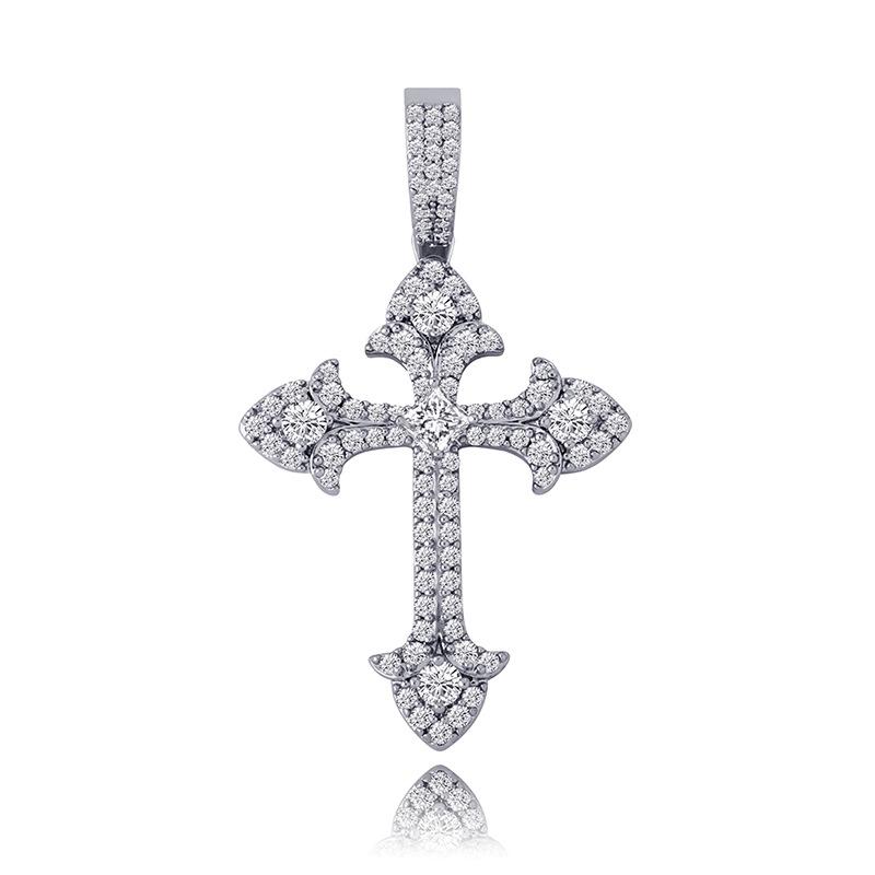 European and American Personalized Retro Cross Pendant Full of Zircon Men's Twist Chain Necklace Jewelry