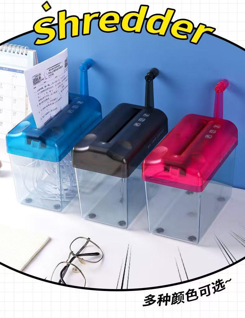 Portable Hand-Crank Silent Paper Shredder for A4/A6 Confidential Documents - Desktop Manual Mini Shredder