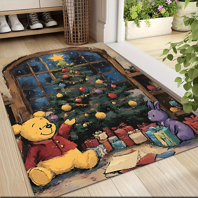 Christmas Winnie Pooh Carpet Rug Soft Washable Anti Slip Home Living Room Sofa Mats Personalized Christmas Rug