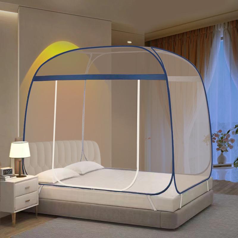 Mongolian Yurt Mosquito Net Tent - Foldable, Free Installation, Mosquito-Proof for Dormitory Bunk Bed with Three Doors