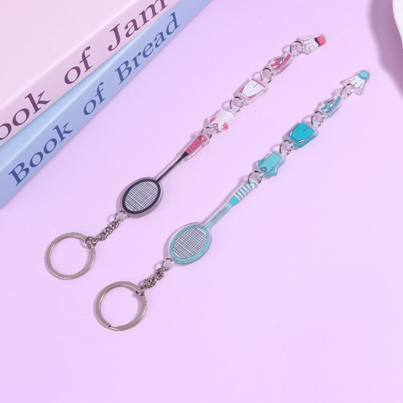 Cartoon Badminton Racket Keychain For Y2K Bag Pendant Competition Activity Gifts Jewelry Decoration Accessories