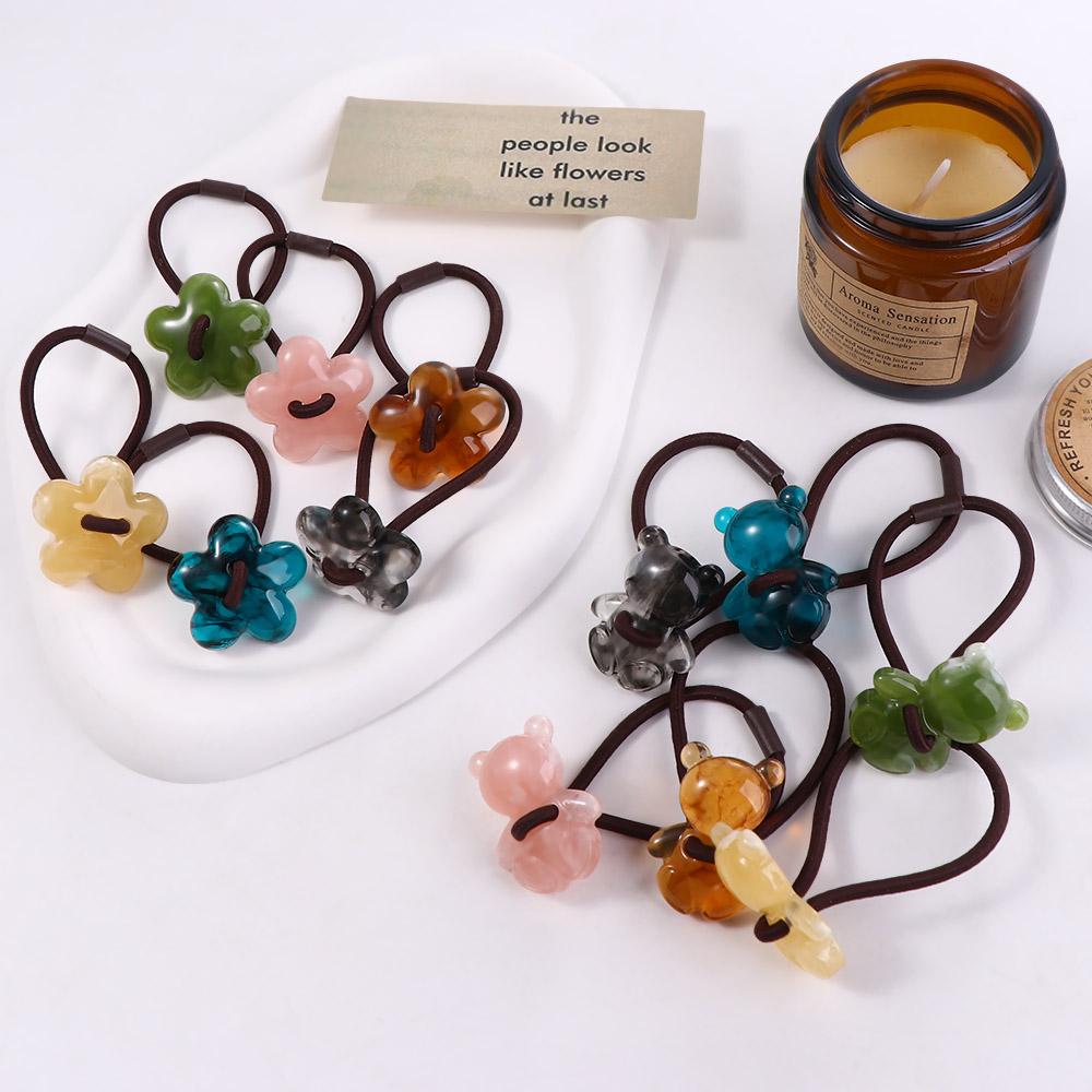 Bow Ponytail Holders Bear Hair Rubber Bands Women Hair Bands Flower Scrunchies Sweet Hair Ties