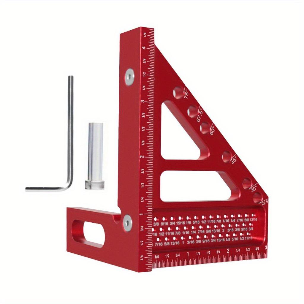 Régua Triângulo Retângulo de Alumínio Multifuncional com Pino Oculto para Marcenaria